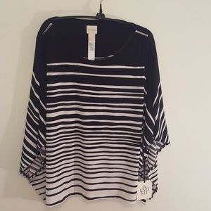 Chicos Black & White cold sleeve top